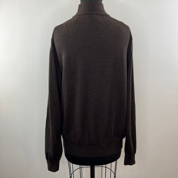 Grant Thomas Italian Merino Wool Brown Knit Turtleneck Men's Pullover Sweater L - Picture 5 of 8